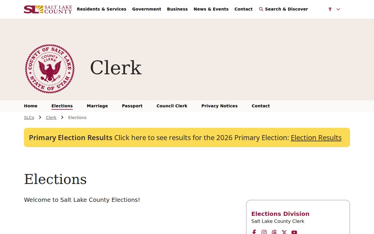 Salt Lake County Elections office for Magna voter records