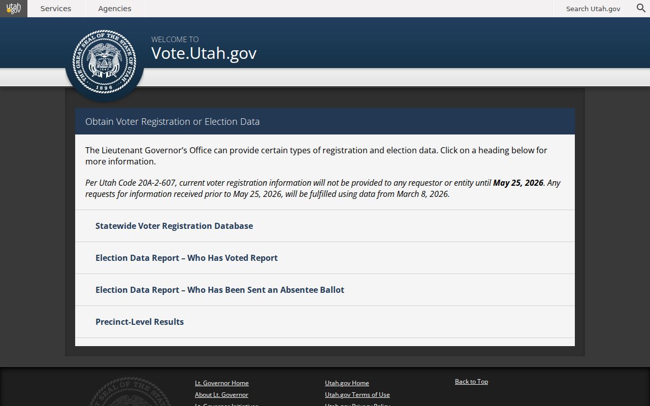 Utah data request instructions for Magna voter registration records