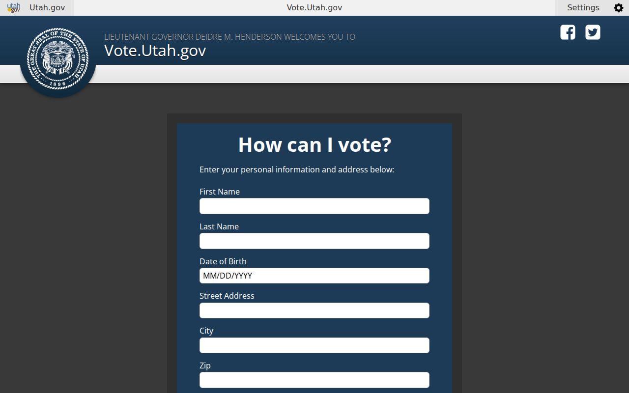 Magna voter registration lookup on the Utah Voter Search form